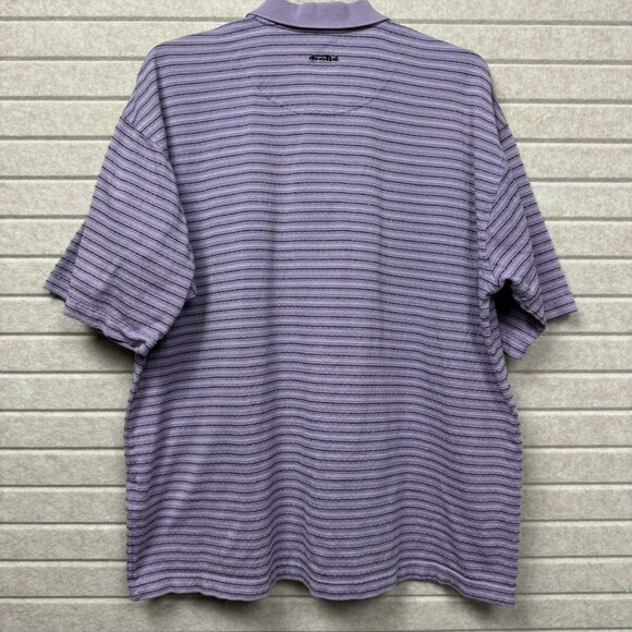 Men’s M Lavender Striped Golf Polo Shirt Mercerized Cotton Performance - Picture 3 of 7
